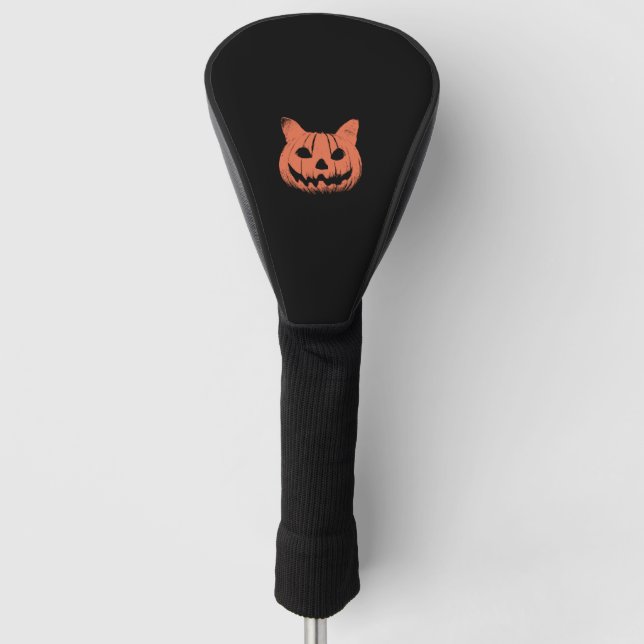 Beängstigend Cat Pumpkin Kürbislaterne Halloween M Golf Headcover (Vorderseite)