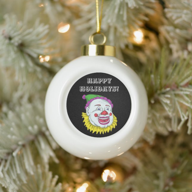 Beängstigend Clown Keramik Kugel-Ornament (Baum)