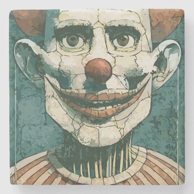 Beängstigend Clown Steinuntersetzer (Vorderseite)