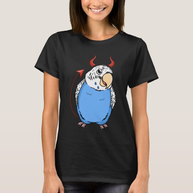 Beängstigend Devil Costume Parrot I Blue Budgie Bu T-Shirt (Vorderseite)