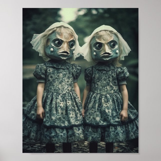 Beängstigend Fisch Twins Horror Poster (Vorne)