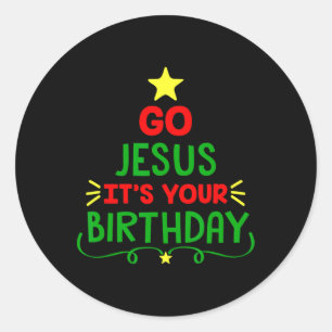 Beängstigend gehen Jesus seinen Geburtstag Weihnac Runder Aufkleber
