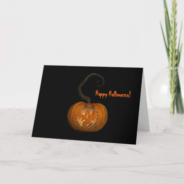 Beängstigend Ghost Carved Pumpkin Halloween Card Karte (Vorderseite)