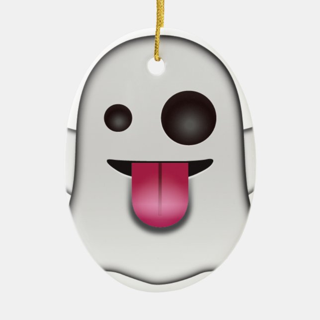 Beängstigend Ghost Emoji Cooler Spaß Keramikornament (Vorne)