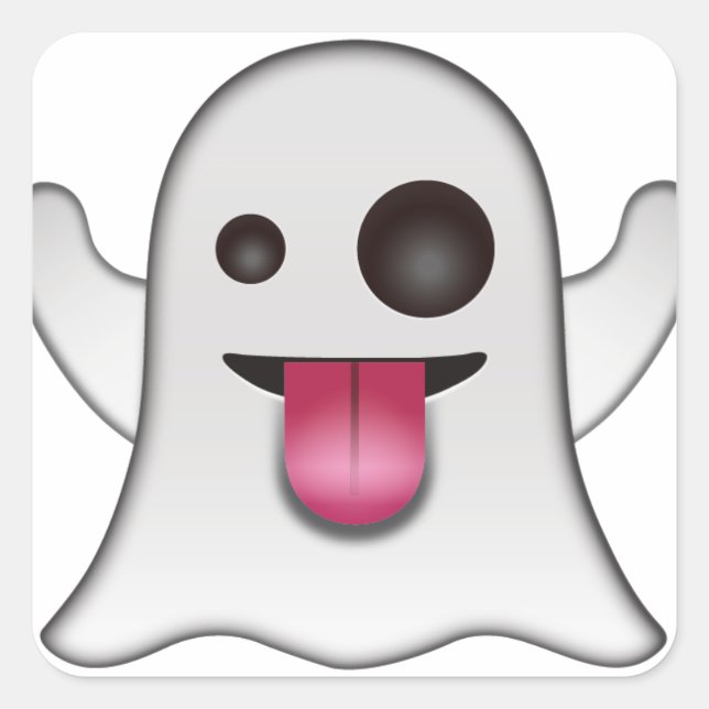 Beängstigend Ghost Emoji Cooler Spaß Quadratischer Aufkleber (Vorderseite)
