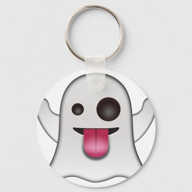 Beängstigend Ghost Emoji Cooler Spaß Schlüsselanhänger (Vorderseite)
