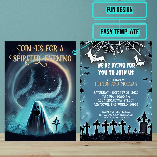 Beängstigend Ghost-Halloween-Party Einladung (Use these awesome invitations to get your guest in the mood right away. )