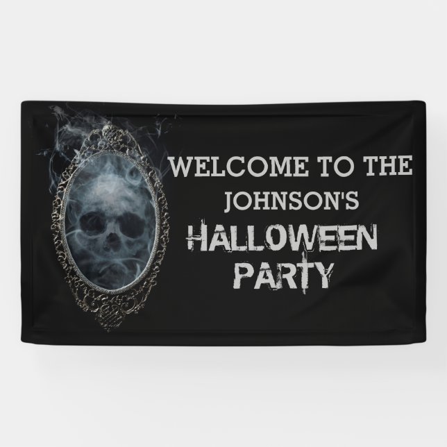 Beängstigend Ghost Mirror Halloween-Party Banner (Horizontal)