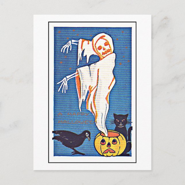 Beängstigend Ghost Vintag Halloween Postkarte (Vorderseite)
