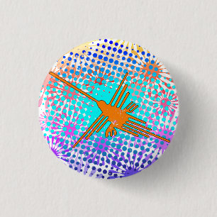 Beängstigend Golden Nazca Lines Hummingbird Button