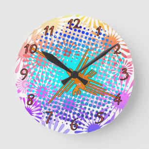 Beängstigend Golden Nazca Lines Hummingbird Runde Wanduhr