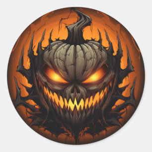 Beängstigend Halloween Pumpkin Runder Aufkleber