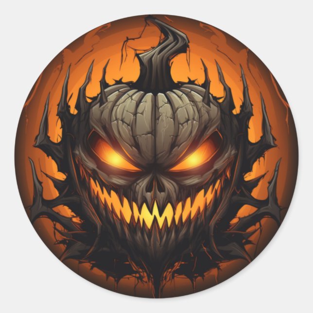 Beängstigend Halloween Pumpkin Runder Aufkleber (Vorderseite)