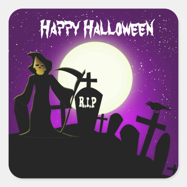 Beängstigend Halloween Quadratischer Aufkleber (Vorderseite)