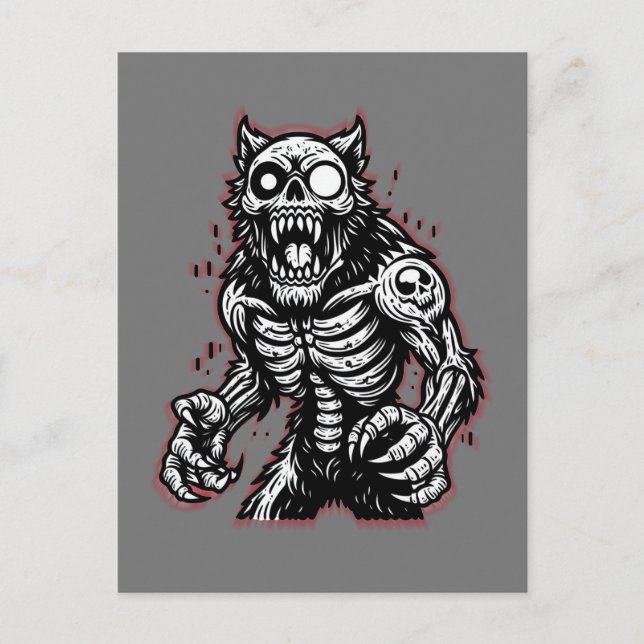 Beängstigend Halloween Zombie Werewolf Postkarte (Vorderseite)