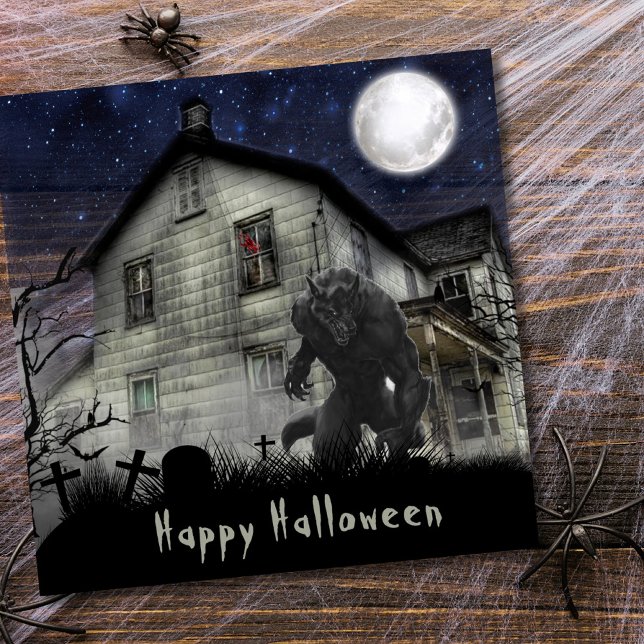 Beängstigend Happy Halloween Werewolf Karte (Von Creator hochgeladen)