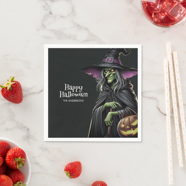 Beängstigend-Hexe-Themed Halloween Serviette (Beispiel)