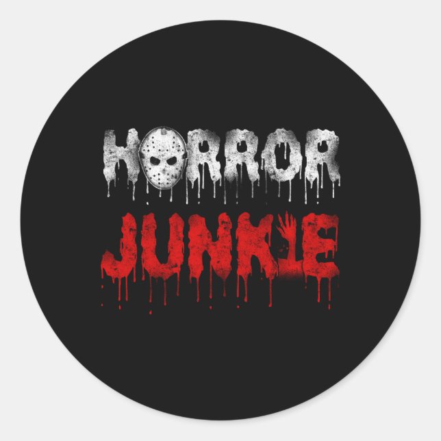 Beängstigend Horror Movie Hockey Junkie Runder Aufkleber (Vorderseite)