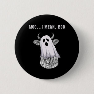 Beängstigend Kuh Bauer Halloween Ghost Funny Moo I Button