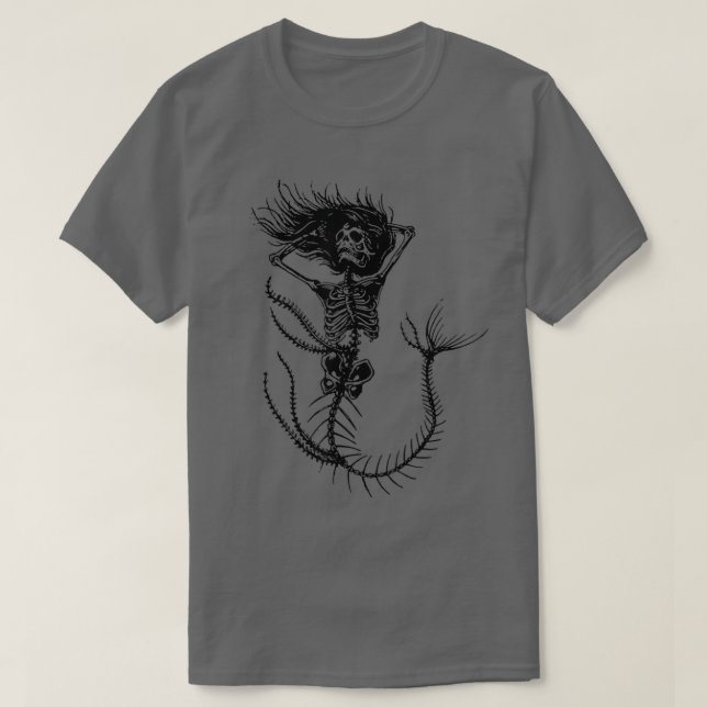 Beängstigend Mermaid Skeleton Halloween-Party Kost T-Shirt (Design vorne)