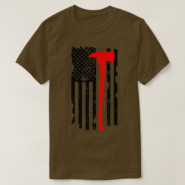 Beängstigend Patriot Ax Thin Red Line American Fla T-Shirt (Design vorne)