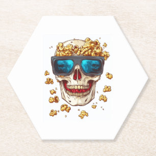 Beängstigend Popcorn Skull � Funny Horror Filmfest Untersetzer