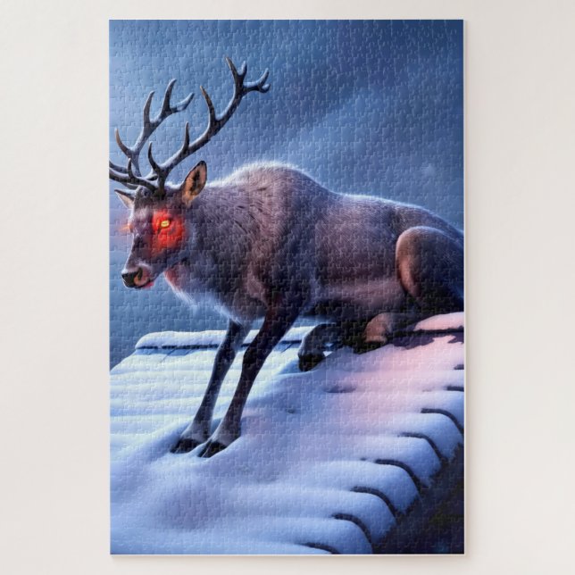 Beängstigend Reindeer auf dem Dach! Puzzle (Vertikal)
