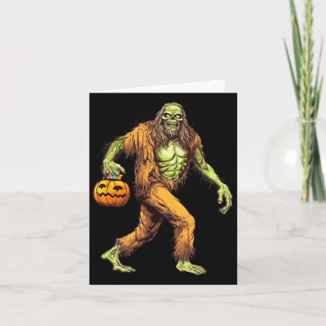Beängstigend Sasquatch Bigfoot Zombie Carry Hallow Karte (Vorderseite)