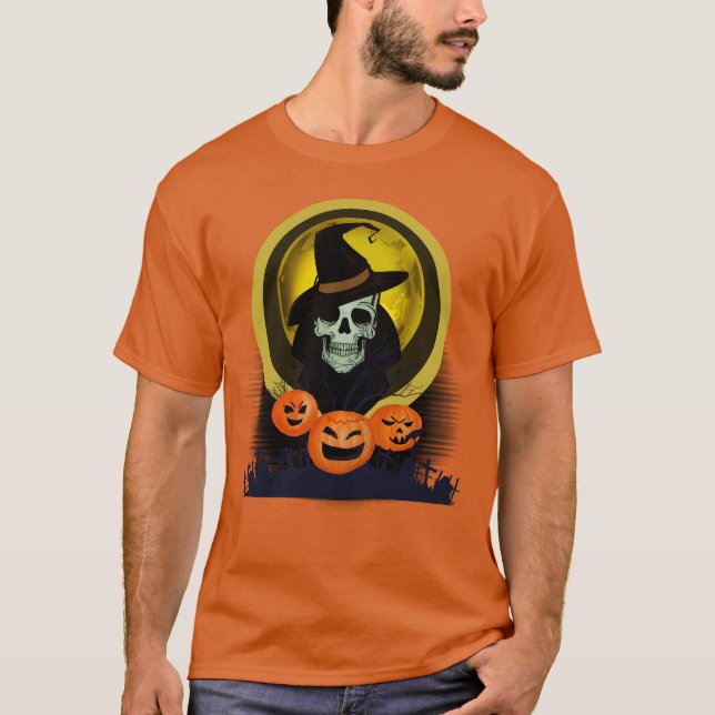 Beängstigend Skull Halloween T-Shirt (Vorderseite)