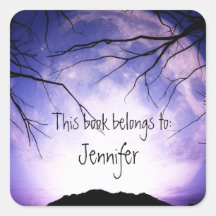 Beängstigend Spook Moon Forest Trees Night Sky Buc Quadratischer Aufkleber