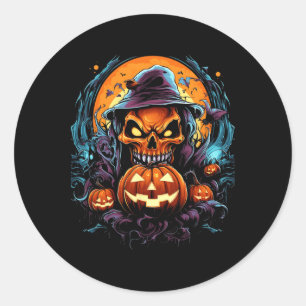 Beängstigend Spooky Castle Halloween Pumpkin Hexe Runder Aufkleber