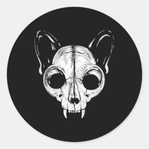 Beängstigend Spooky Cat Feline Skull Halloween A Runder Aufkleber