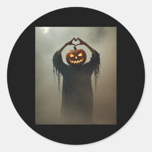 Beängstigend Spooky Jack Olantern Heart Hands Horr Runder Aufkleber