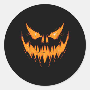 Beängstigend Spooky Kürbislaterne Gefecht Pumpkin  Runder Aufkleber