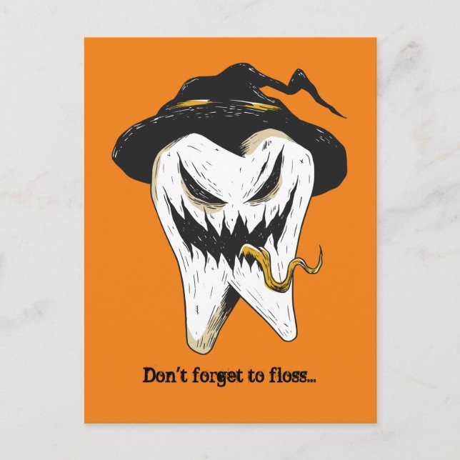 Beängstigend Tooth Dentist Halloween Postkarte (Vorderseite)