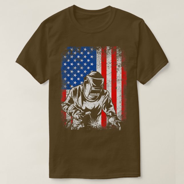Beängstigend USA Amerikanischer Flaggenschweisser  T-Shirt (Design vorne)