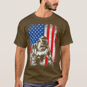 Beängstigend USA Amerikanischer Flaggenschweisser T-Shirt