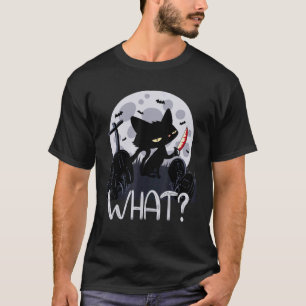 Beängstigend Was Cat Halloween 2022 Kostüme Schwar T-Shirt