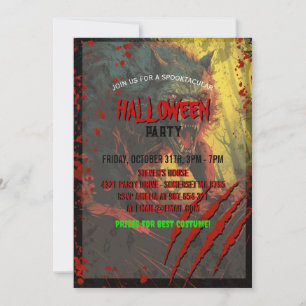 Beängstigend Werewolf Halloween Einladung