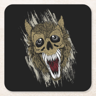 Beängstigend Werewolf Rechteckiger Pappuntersetzer