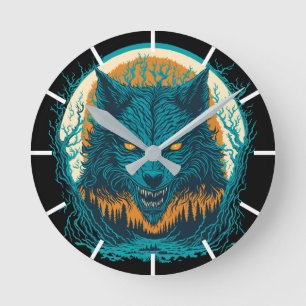 Beängstigend Werewolf Runde Wanduhr