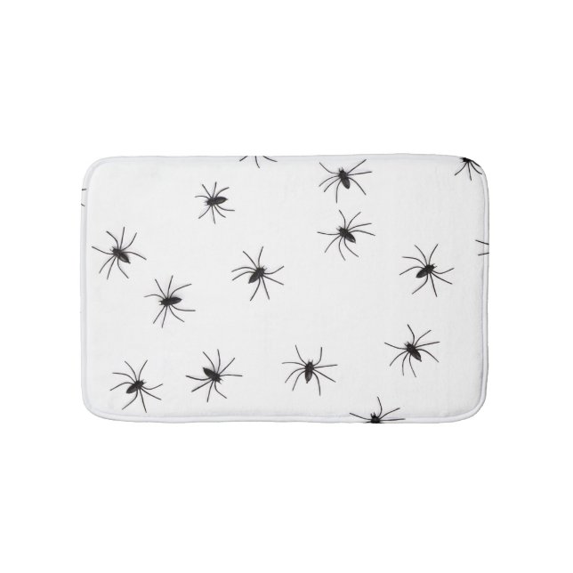 Beängstigend White mit Black Spiders Halloween Badematte (Vorderseite)