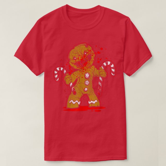 Beängstigend Zombie Gingerbread Man T-Shirt (Design vorne)