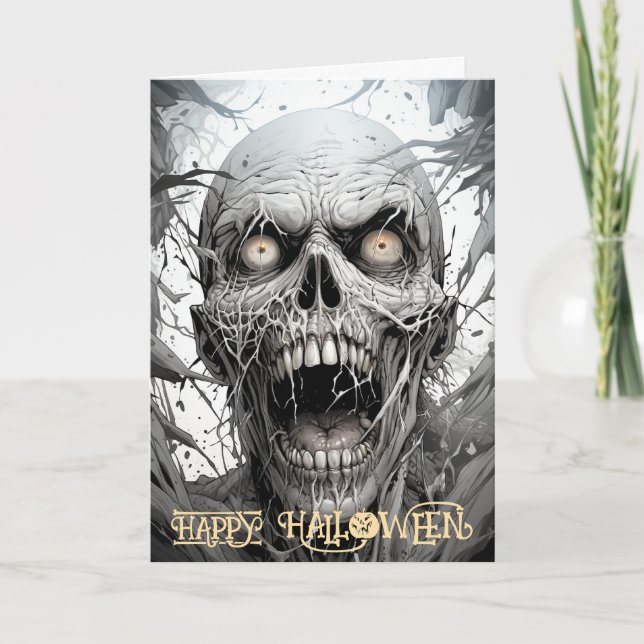Beängstigend Zombie Halloween Feiertagskarte (Vorderseite)