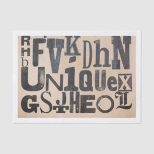 Beängstigende Alphabet-Buchstaben, die "einzigarti Seidenpapier