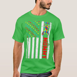 Beängstigende amerikanische Fahne Mommy Autism Awa T-Shirt