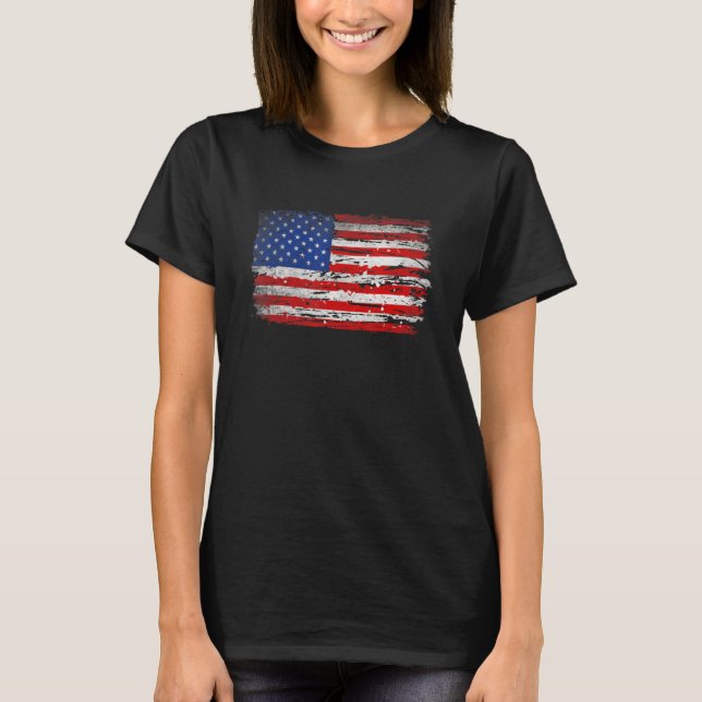 Beängstigende amerikanische Flagge Patriotic Ameri T-Shirt (Vorderseite)