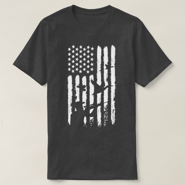 Beängstigende amerikanische Jagdflagge T-Shirt (Design vorne)
