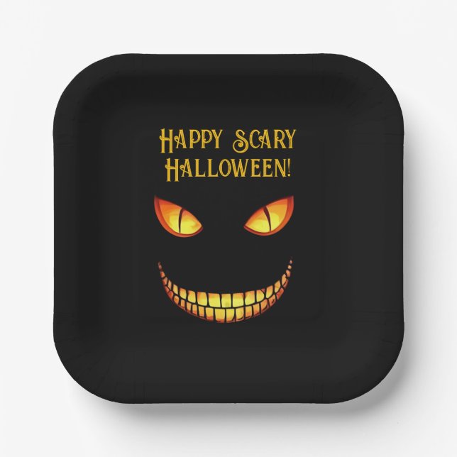 Beängstigende Augen und Crazy Smile Halloween Pappteller (Vorderseite)