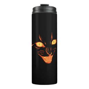 Beängstigende Black Cat Face Halloween Kostümkatze Thermosbecher
